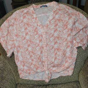 The Southern Shirt Company Coral and White Blouse